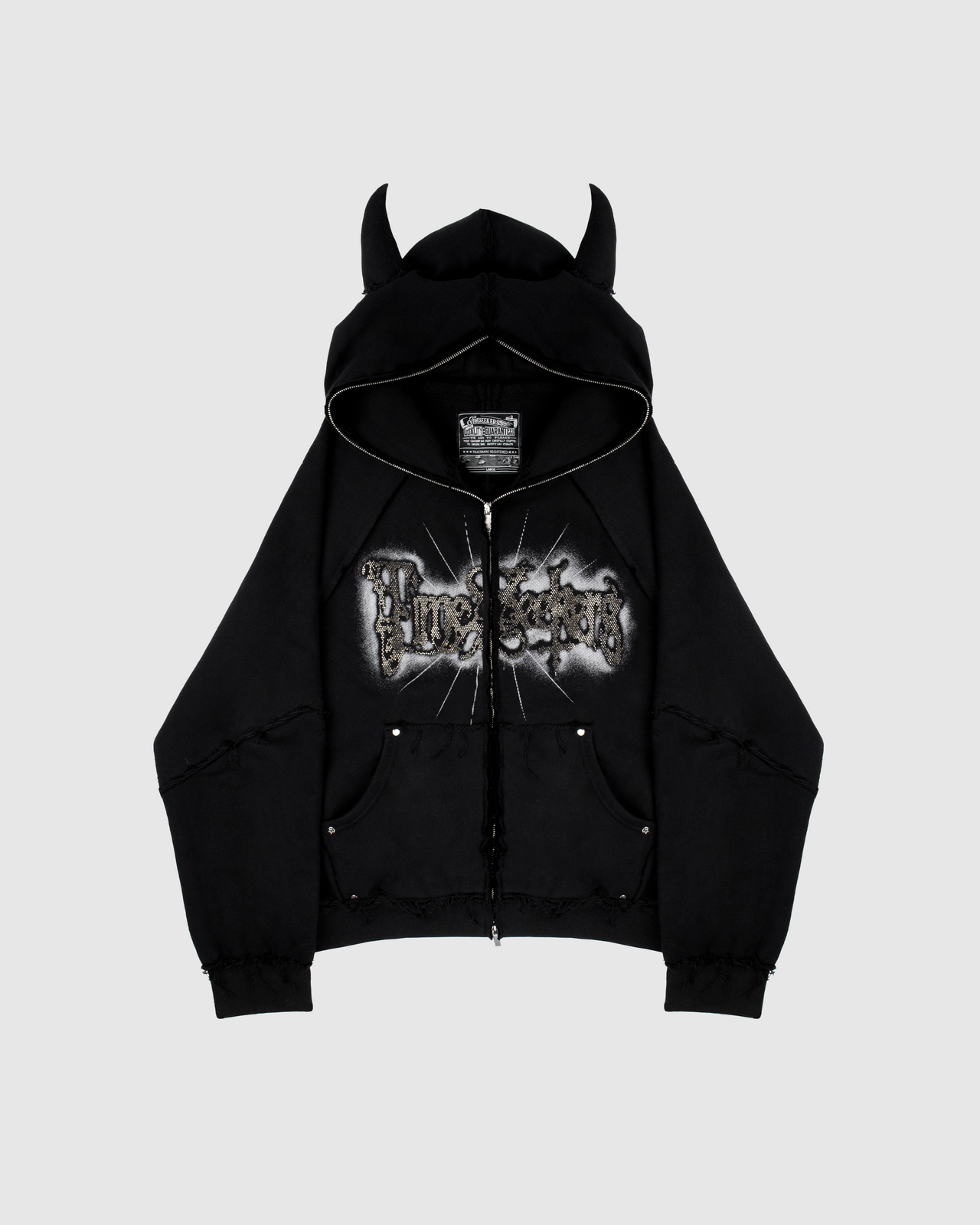 HOTTER THAN HELL RHINESTONE ZIP-HOODIE