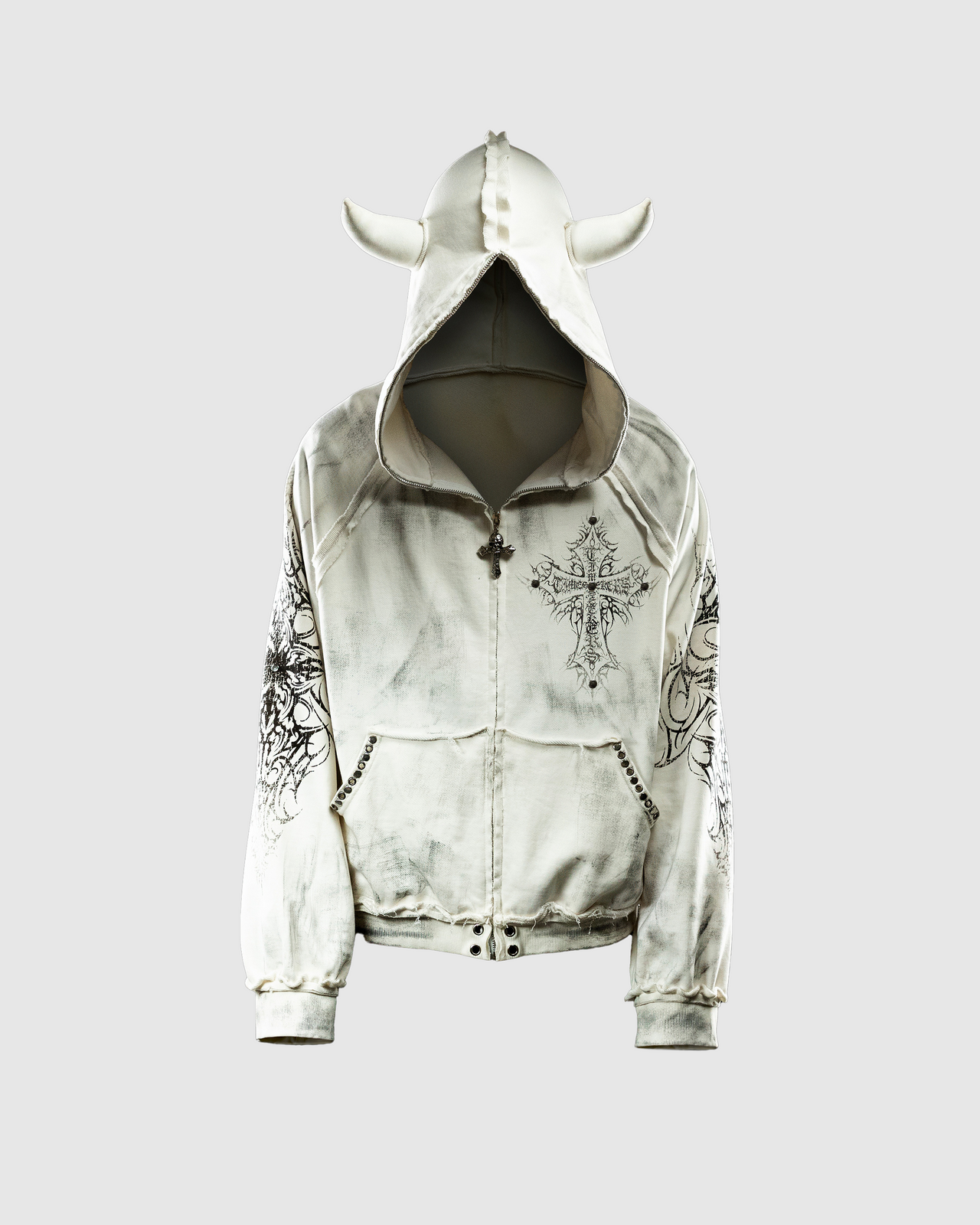 SIX FEET UNDER ZIP-HOODIE DIRTY WHITE WASHED