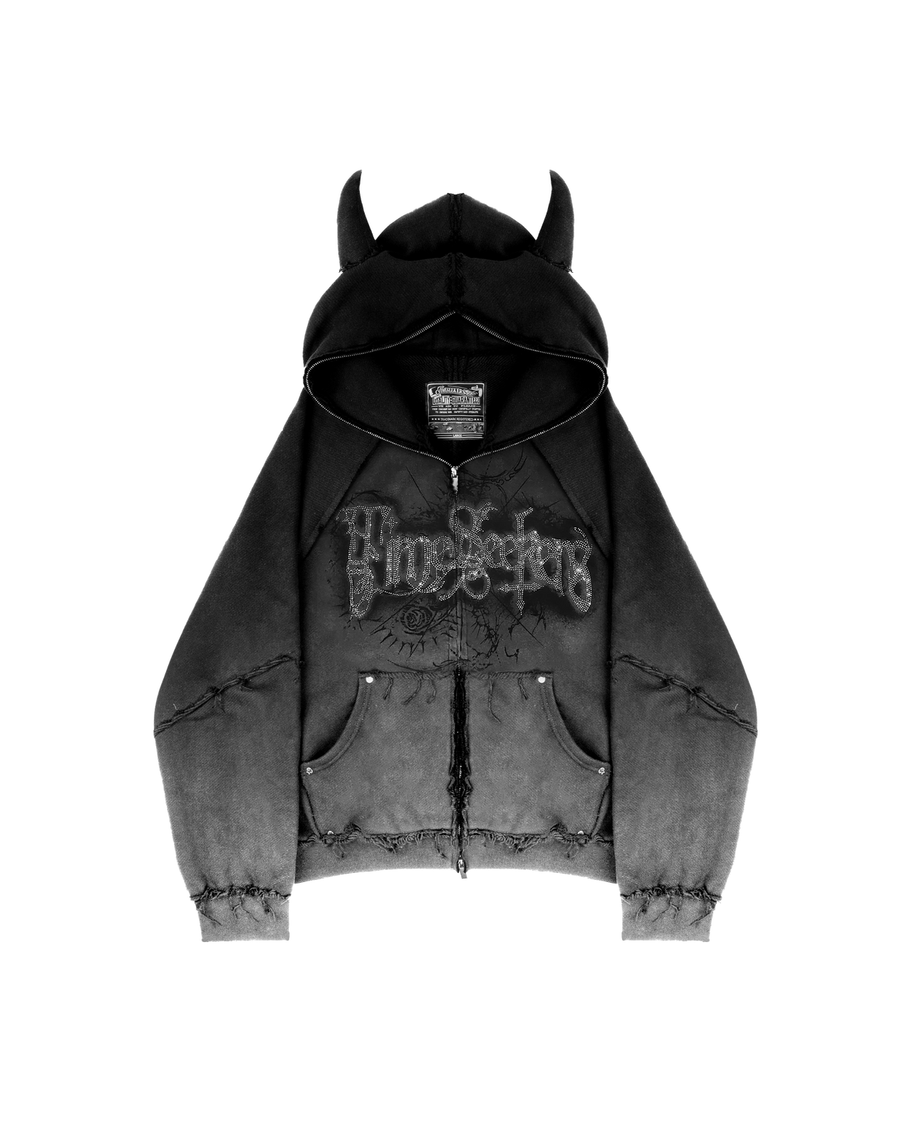 HOTTER THAN HELL 2.0 RHINESTONE ZIP-HOODIE